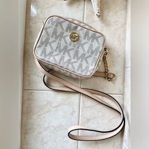 Michael Kors White Logo Print Crossbody